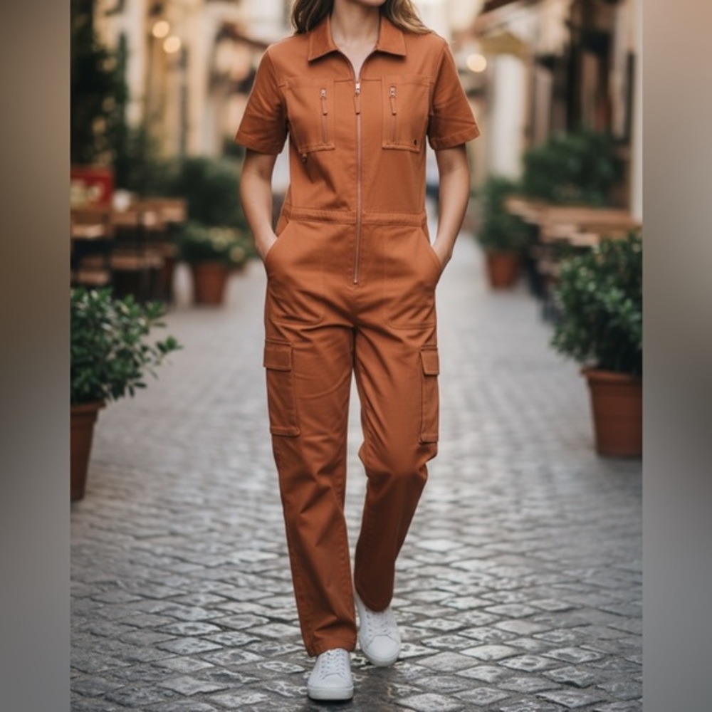 Wondery Coral Juniper Camp Jumpsuit New with Tag Size XS
